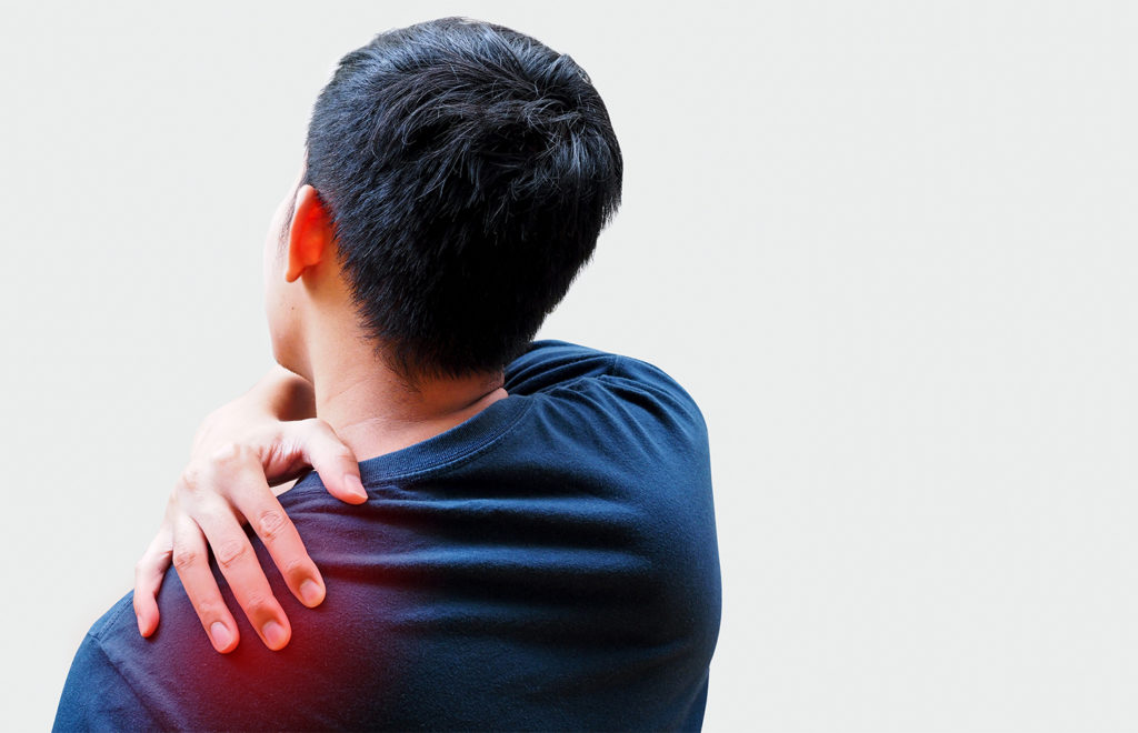 man suffer from shoulder pain